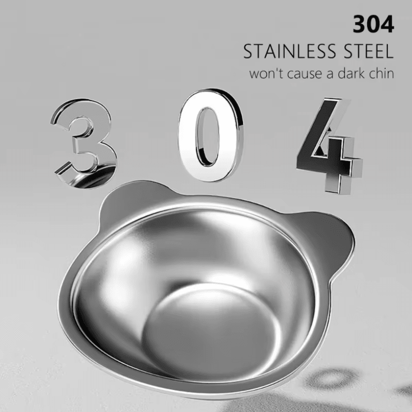 Stainless steel cat food bowl set for elevated feeding stand