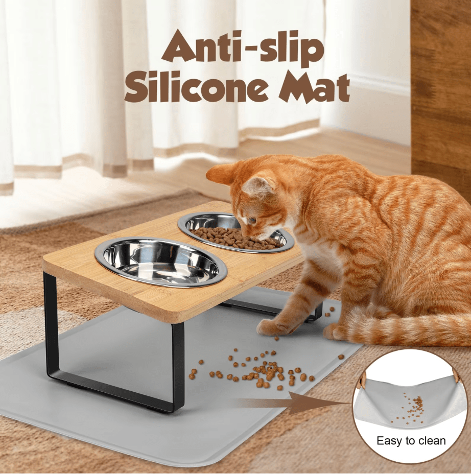 SpineRelief™ Bowls with Food Mat 15° Tilted Stand - SpineRelief Pet Co