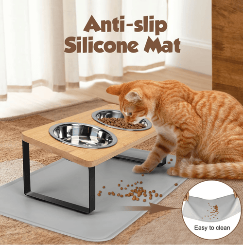 SpineRelief™ Bowls with Food Mat 15° Tilted Stand - SpineRelief Pet Co