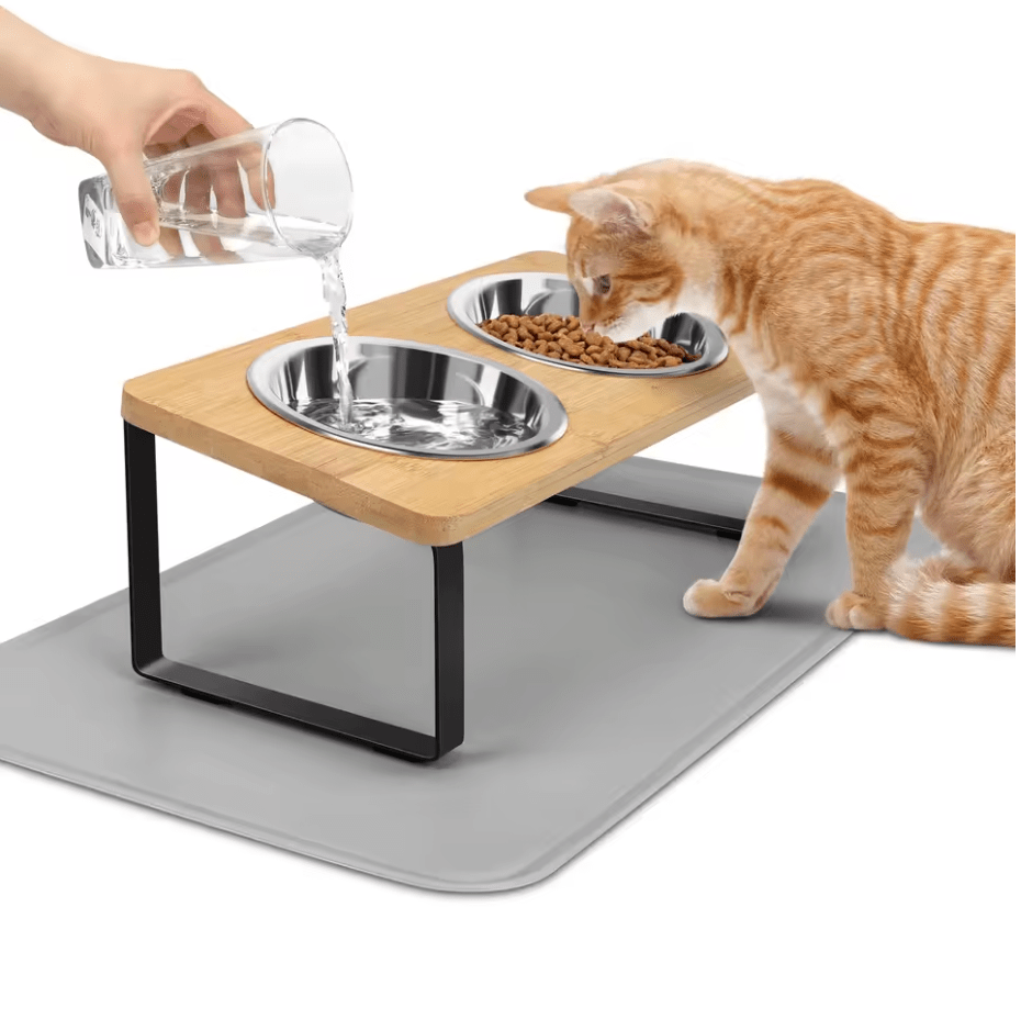 SpineRelief™ Bowls with Food Mat 15° Tilted Stand - SpineRelief Pet Co