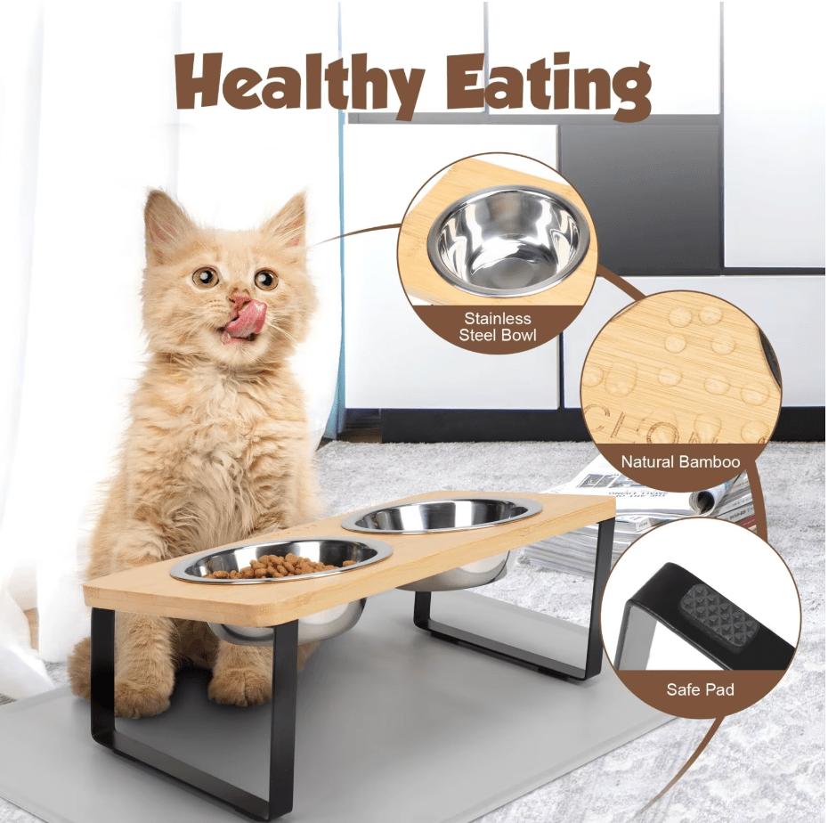 SpineRelief™ Bowls with Food Mat 15° Tilted Stand - SpineRelief Pet Co